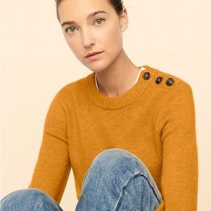 J. Crew Mustard Crewneck Sweater with Shoulder Buttons